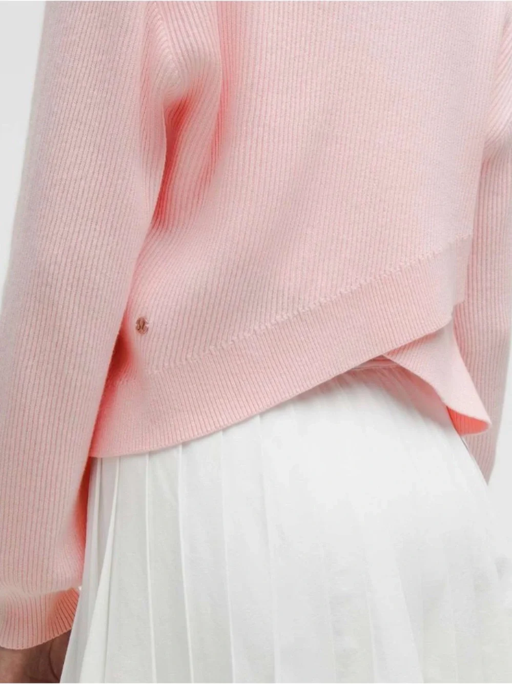Lululemon Reversible Crossover Pink Ribbed Sweater XL cotton stretch Crop Large